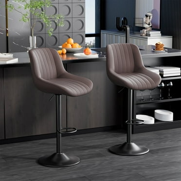 Hawsaiy Bar Stools Set of 2, Adjustable Swivel Counter Height Bar Chairs with Back, Modern Technical Fabric Barstools for Kitchen Island & Home