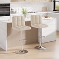 thumbnail image 1 of Hawsaiy Modern Adjustable Swivel Bar Stools Set of 2, PU Leather Bar Chairs with Footrest, Beige, 1 of 9