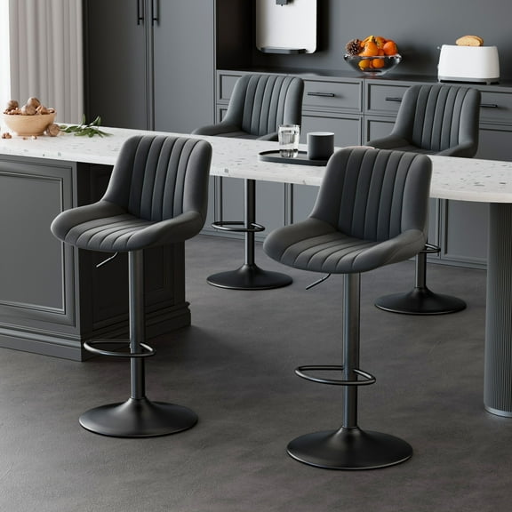 Hawsaiy Modern Adjustable Swivel Stools Set of 4, Counter Height Chairs with Upholstery for Kitchen & Home