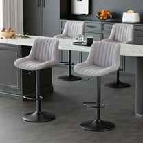 Hawsaiy Bar Stools Set of 4, Adjustable Swivel Counter Height Bar Chairs with Back, Modern Technical Fabric Barstools for Kitchen Island & Home