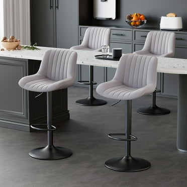 Hawsaiy Adjustable Bar Stools Set of 4, Swivel Counter Height Bar Chairs with Back, Modern Technical Fabric Barstools for Kitchen Island & Home, Dark Gray