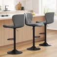 thumbnail image 1 of Hawsaiy Modern Bar Stools Set of 3, Adjustable Faux Leather Upholstered Swivel Bar Stools, Counter Height Bar Chairs with Back for Kitchen Island, Dark Gray, 1 of 10