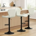 thumbnail image 1 of Hawsaiy Modern Bar Stools Set of 3, Adjustable Faux Leather Upholstered Swivel Bar Stools, Counter Height Bar Chairs with Back for Kitchen Island, White, 1 of 10