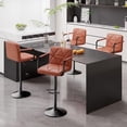 thumbnail image 1 of Hawsaiy Modern Bar Stools Set of 4, PU Leather Adjustable Swivel Bar Chairs with Armrests and Back, Hydraulic Counter Height Stools with Footrest for Kitchen Island, Dining Room, Bar, Umber, 1 of 9