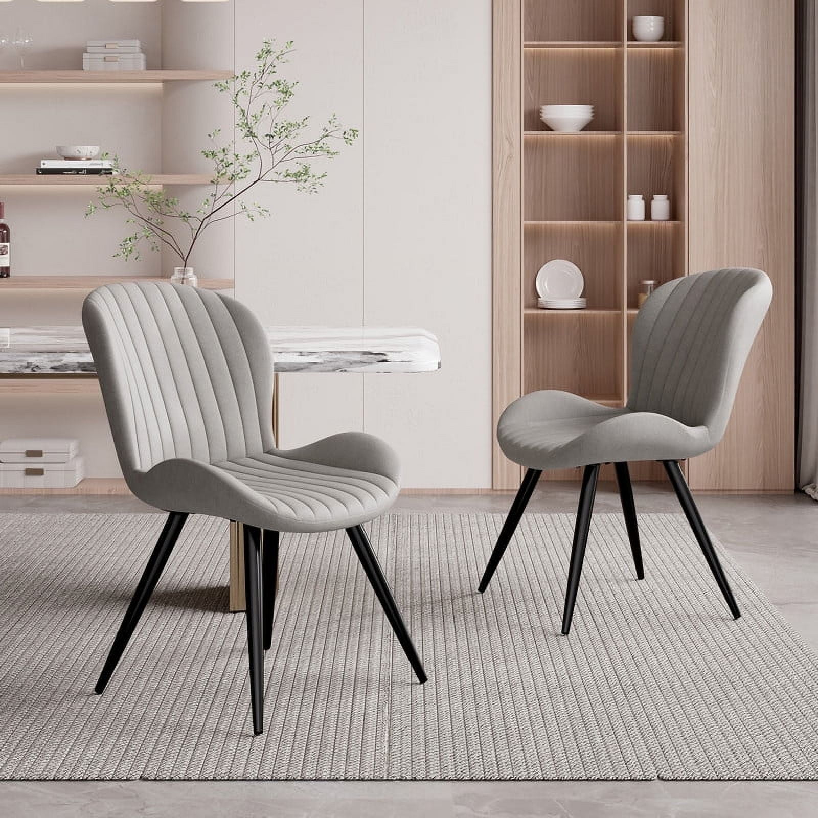 GOFLAME Set Of 4 DSW Style Dining Chairs – Shell Plastic Seat With Wood Legs, Modern Armless Side Chairs For Kitchen, Dining Room