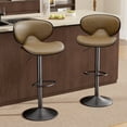 thumbnail image 1 of Hawsaiy Adjustable Swivel Bar Stools Set of 2 with Back and Footrest, Faux Leather Counter Height Kitchen Stools, Modern Bar Chairs for Island and Home Bar, Brown, 1 of 8