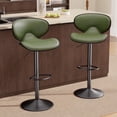 thumbnail image 1 of Hawsaiy Adjustable Swivel Bar Stools Set of 2 with Back and Footrest, Faux Leather Counter Height Kitchen Stools, Modern Bar Chairs for Island and Home Bar, Green, 1 of 8