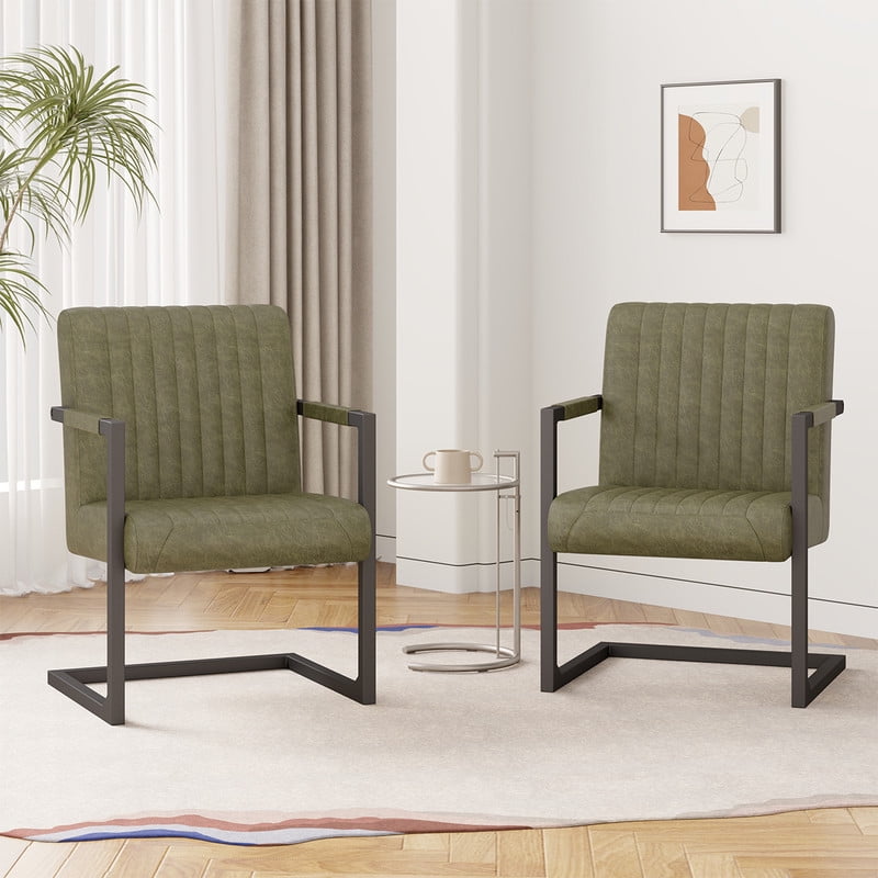 Hawsaiy Modern Faux Leather Accent Chair Set of 2，Stylish & Comfortable Lounge Chair for Living Room, Bedroom, and Office