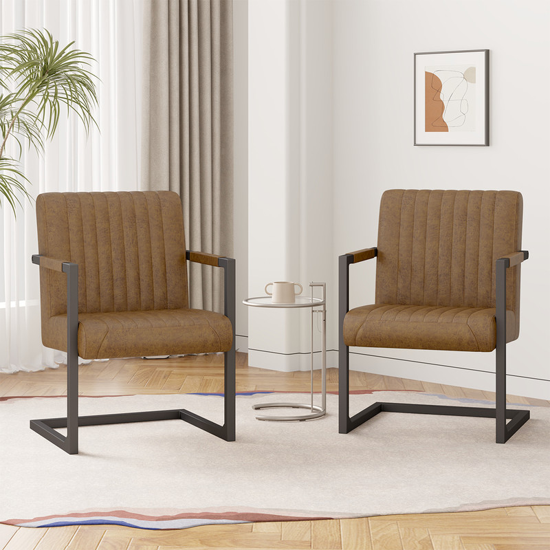 Hawsaiy Modern Faux Leather Accent Chair Set of 2，Stylish & Comfortable Lounge Chair for Living Room, Bedroom, and Office
