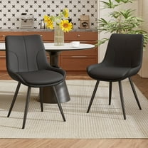 Hawsaiy Modern Faux Leather Dining Chair Set of 2 with Sturdy Metal Frame,Black