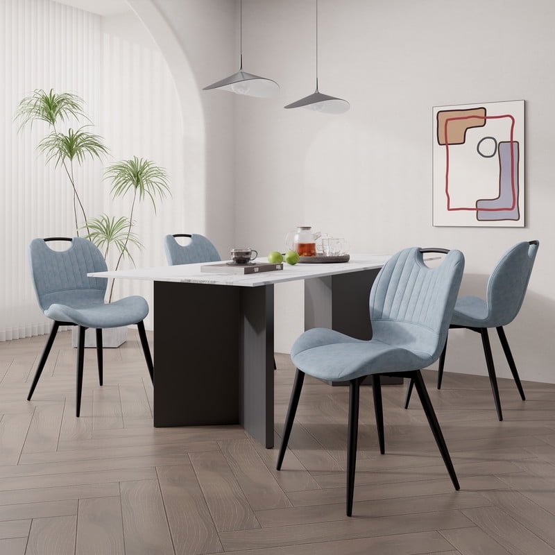 Hawsaiy Modern Faux Leather Dining Chairs Set of 4 with Metal Legs ...