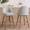thumbnail image 1 of Hawsaiy Modern Swivel Bar Stools Set of 2, 26" Counter Height Bar Stools with Back, Upholstered Chenille Bar Chairs, Solid Wood Legs Kitchen Island Stools with Footrest, Gray, 1 of 12