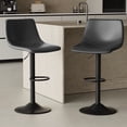 thumbnail image 1 of Hawsaiy Modern Swivel Bar Stools Set of 2, Adjustable Faux Leather Counter Height Chairs with Back for Kitchen Island, Dark Gray, 1 of 11