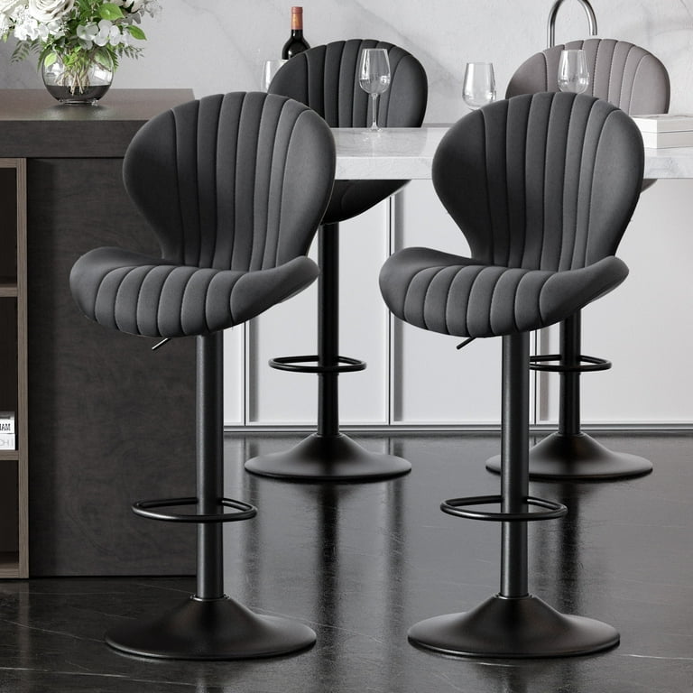 Hawsaiy Bar Stools Set of 4 Modern Swivel Bar Chairs with Mid Back and Adjustable Seat Height