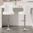 thumbnail image 1 of Hawsaiy Swivel Bar Stools Set of 2, Adjustable Velvet Tufted Counter Height Chairs with Nailhead Trim, Upholstered Barstools for Kitchen Island, White, 1 of 12