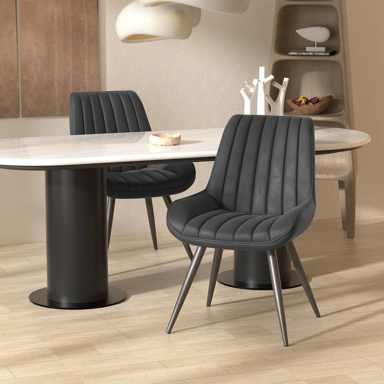 Black Upholstered Modern Dining Chairs with Metal Legs, Set of 2