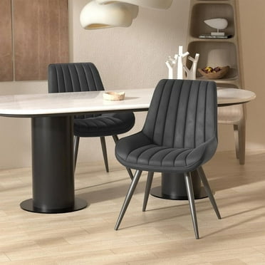Hawsaiy Modern Upholstered Dining Chairs Set of 2, Comfy Kitchen Side Chairs with Thick Cushions & Metal Legs, Black
