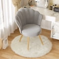 thumbnail image 1 of Hawsaiy Modern Velvet Accent Chair with Gold Metal Legs,Upholstered Vanity Chair for Bedroom, Makeup Room, or Living Room, Gray, 1 of 8