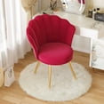 thumbnail image 1 of Hawsaiy Modern Velvet Accent Chair with Gold Metal Legs,Upholstered Vanity Chair for Bedroom, Makeup Room, or Living Room，Rose Red, 1 of 9
