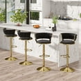 thumbnail image 1 of Hawsaiy Modern Velvet Bar Stool Set of 4 with Woven Back and Footrest for Kitchen, Bar, and Dining Spaces,Black, 1 of 9