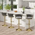 thumbnail image 1 of Hawsaiy Modern Velvet Bar Stool Set of 4 with Woven Back and Footrest for Kitchen, Bar, and Dining Spaces,Dark Gray, 1 of 9