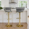 thumbnail image 1 of Hawsaiy Modern Velvet Bar Stools Set of 2, Adjustable Height Woven Back Bar Chairs with Footrest and Swivel for Kitchen Island & Dining Room, Dark Gray, 1 of 8