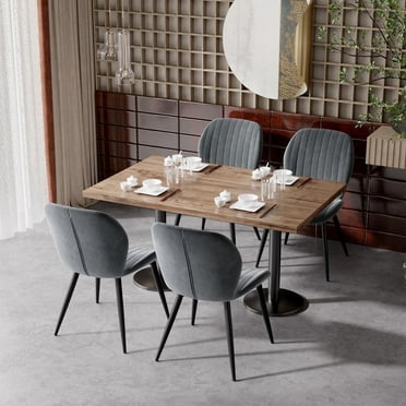 Hawsaiy Modern Velvet Dining Chairs Set of 2,Upholstered Armless Chairs with Metal Legs and Thick Cushions,Dark Gray