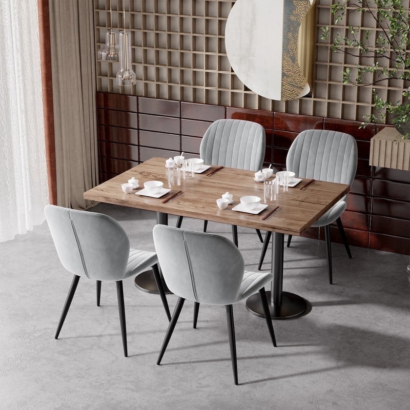 Hawsaiy Modern Velvet Dining Chairs Set of 4,Upholstered Armless Chairs with Metal Legs and Thick Cushions,Gray