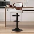 thumbnail image 1 of Hawsaiy Bar Stools Set of 1, Adjustable Height 24.5"-33.5", Bentwood Swivel Barstools with Back & Footrest, PU Leather Upholstered Bar Chairs for Kitchen Island, Dining Room, Home Bar, 1 of 7