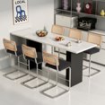 thumbnail image 1 of Hawsaiy Rattan Bar Stools Set of 6, 26" Counter Height Bar Stools with Solid Wood & Cane Back, Upholstered Velvet Kitchen Island Stools with Chrome Metal Legs & Footrest, Black, 1 of 7