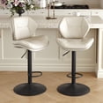thumbnail image 1 of Hawsaiy Swivel Bar Stools Set of 2, Adjustable Height Faux Leather Bar Stools with Back, Double-Layer Upholstered Counter Height Bar Chairs for Kitchen Island, White, 1 of 10