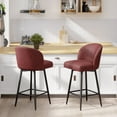 thumbnail image 1 of Hawsaiy Swivel Bar Stools Set of 2, 27.5" PU Leather Bar Chairs with High Back & Metal Legs for Kitchen Island & Dining Room, 1 of 10