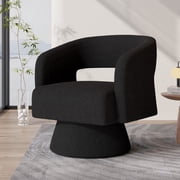 Hawsaiy Swivel Barrel Accent Chair, Oversized Teddy Upholstered Armchair with 360  Rotation, Modern Comfy Lounge Chair for Living Room, Bedroom, Office, Black1Pcs