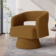 thumbnail image 1 of Hawsaiy Swivel Barrel Accent Chair, Oversized Teddy Upholstered Armchair with 360° Rotation, Modern Comfy Lounge Chair for Living Room, Bedroom, Office, Brown(1Pcs), 1 of 10