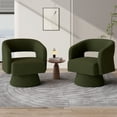 thumbnail image 1 of Hawsaiy Swivel Barrel Accent Chair, Oversized Teddy Upholstered Armchair with 360° Rotation, Modern Comfy Lounge Chair for Living Room, Bedroom, Office, Green(2Pcs), 1 of 10