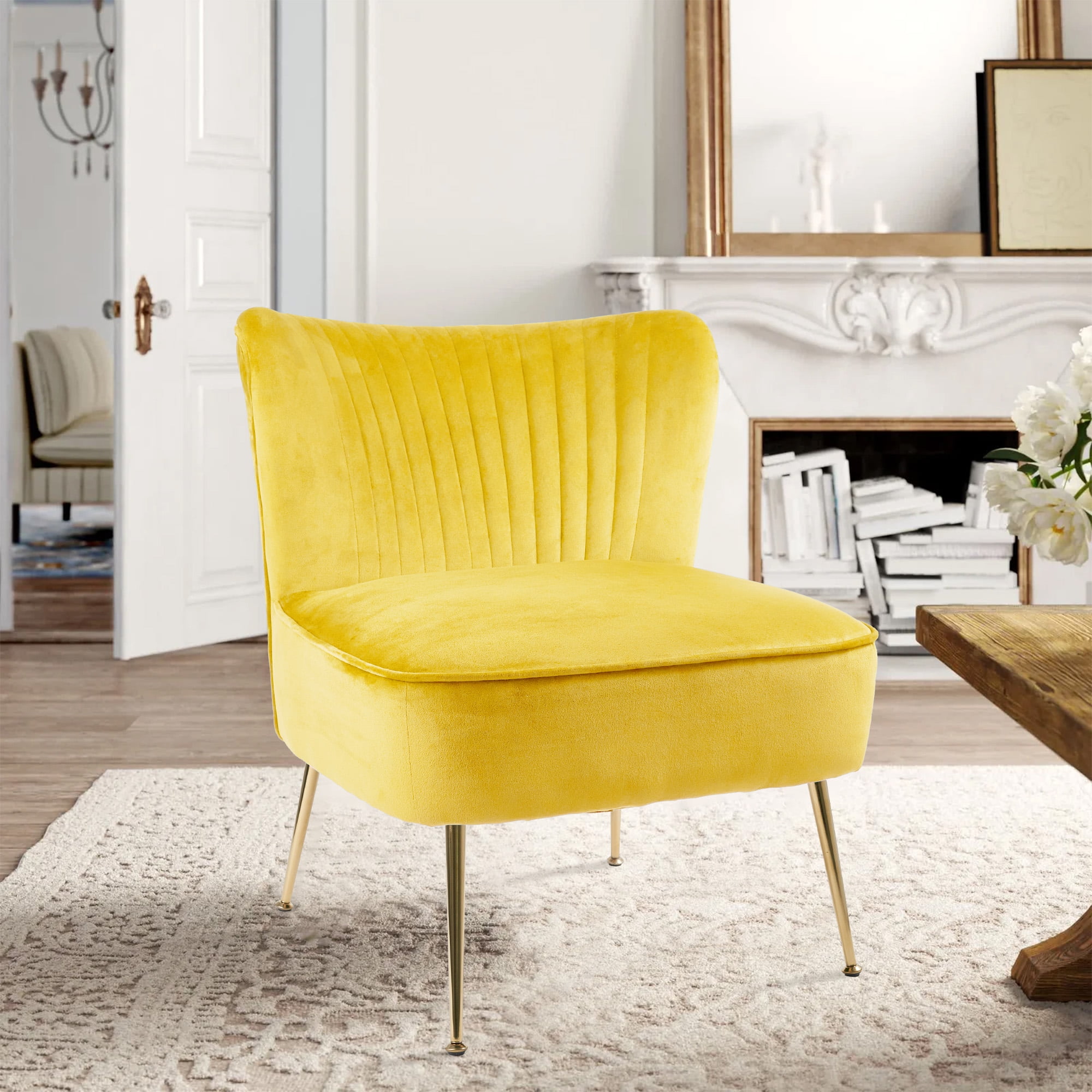 Hawsaiy Upholstered Velvet Accent Chair with Metal Legs
