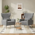 thumbnail image 1 of Hawsaiy Velvet Wingback Accent Chair Set of 2 with Golden Legs and Lumbar Pillow, High Back Upholstered Armchair for Living Room or Bedroom，Gray, 1 of 8