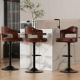 thumbnail image 1 of Hawsaiy Wooden Bar Stools Set of 3, Adjustable Height 24.5-33.5IN, Wooden Bar Chairs with PU Leather Upholstery, Back & Footrest for Kitchen, Dining, and Home Bar, 1 of 7