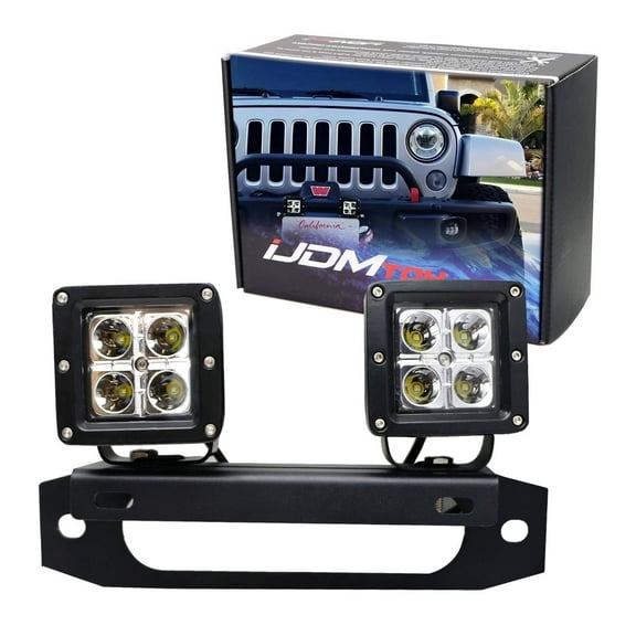 Hawse Fairlead Mount 40W LED Pod Light Kit For Jeep Wrangler, Includes (2) 20W High Power LED Cubes, Fairlead Opening Mounting Brackets, On/Off Switch Relay