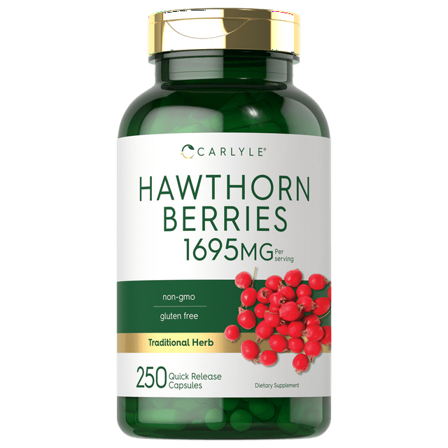 Hawthorn Berry Extract 1695mg 250 Vegetarian Capsules by Carlyle