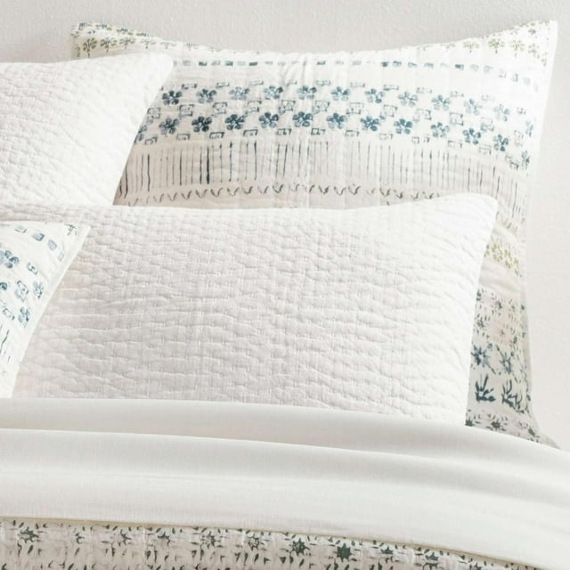 Hawthorn Neutral Pillow Sham, Euro Size, Ivory/Grey Floral Pattern
