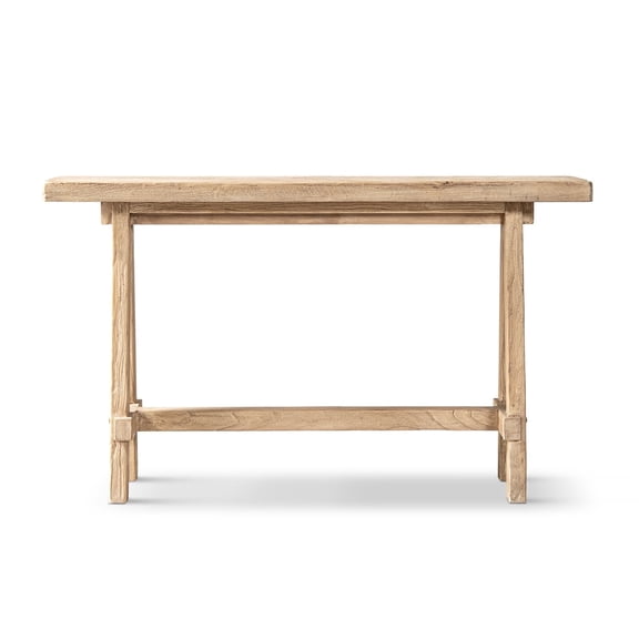 Hawthorne 60" Solid Reclaimed Elm Trestle Console Table Heritage Light Natural Brown
