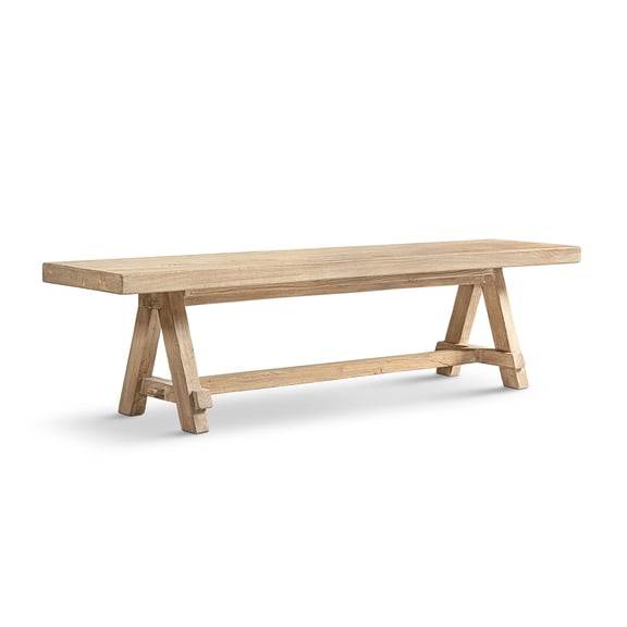 Hawthorne 72” Reclaimed Elm Trestle Dining Bench Heritage Light Natural Brown