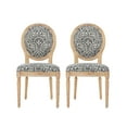 thumbnail image 1 of GDF Studio Newman French Country Upholstered Dining Chairs, Set of 2, Black and White Patterned Fabric and Natural, 1 of 11