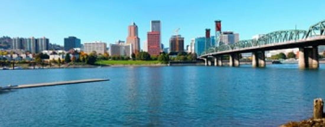 Hawthorne Bridge across the Willamette River Portland Multnomah County Oregon USA 2011 Canvas Art - Panoramic Images (15 x 6)