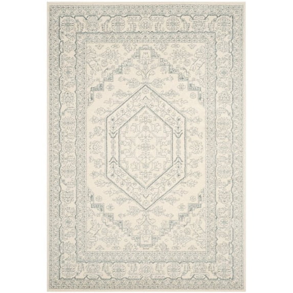 Hawthorne Collection 2'6" X 8' Power Loomed Rug in Ivory and Slate