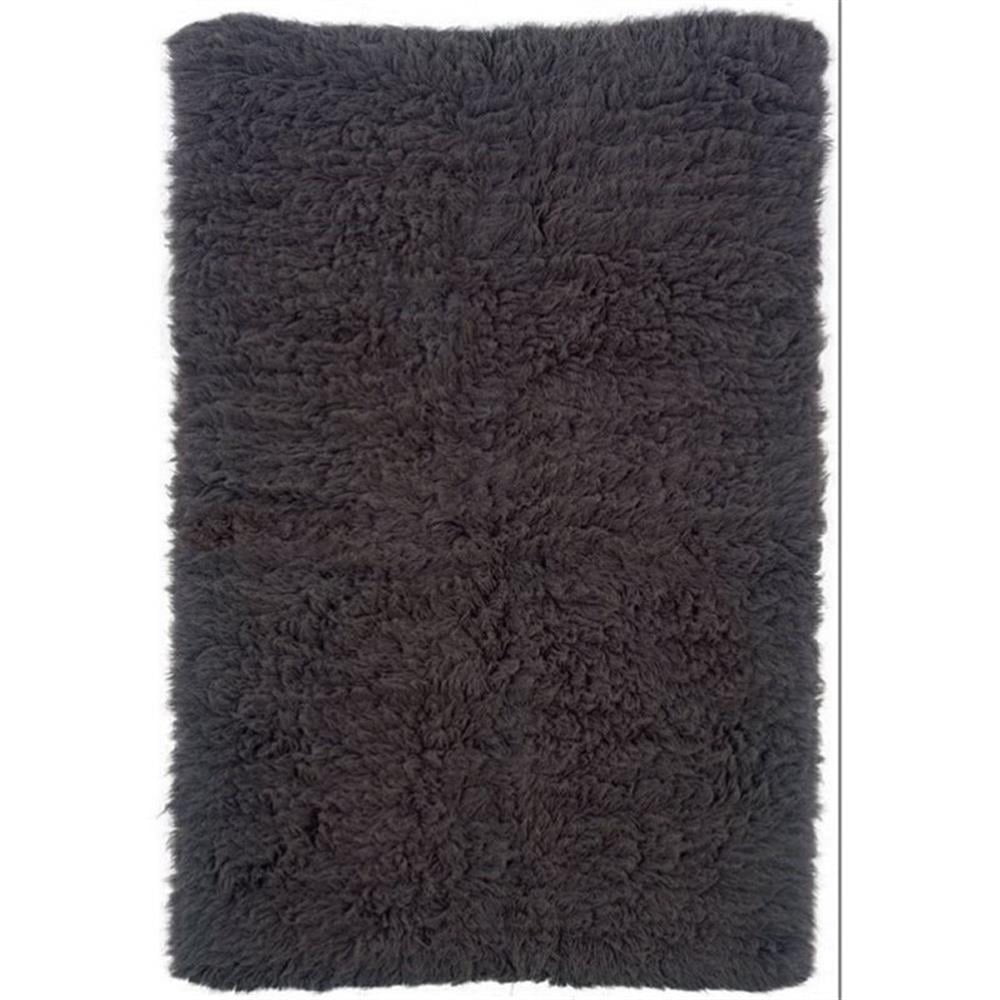 Gray Hand Woven Shag Wool Rectangular Rug 3'6" x 5'6"