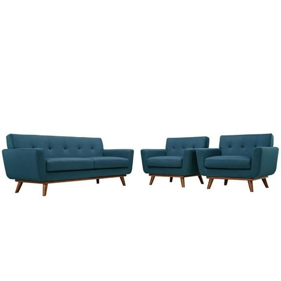 Hawthorne Collection 3 Piece Sofa Set in Azure