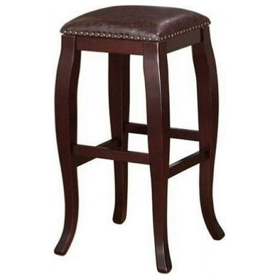 Hawthorne Collection 30" Faux Leather Square Top Bar Stool in Brown