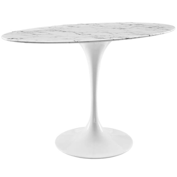 Hawthorne Collection 48" Oval Faux Marble Top Dining Table in White